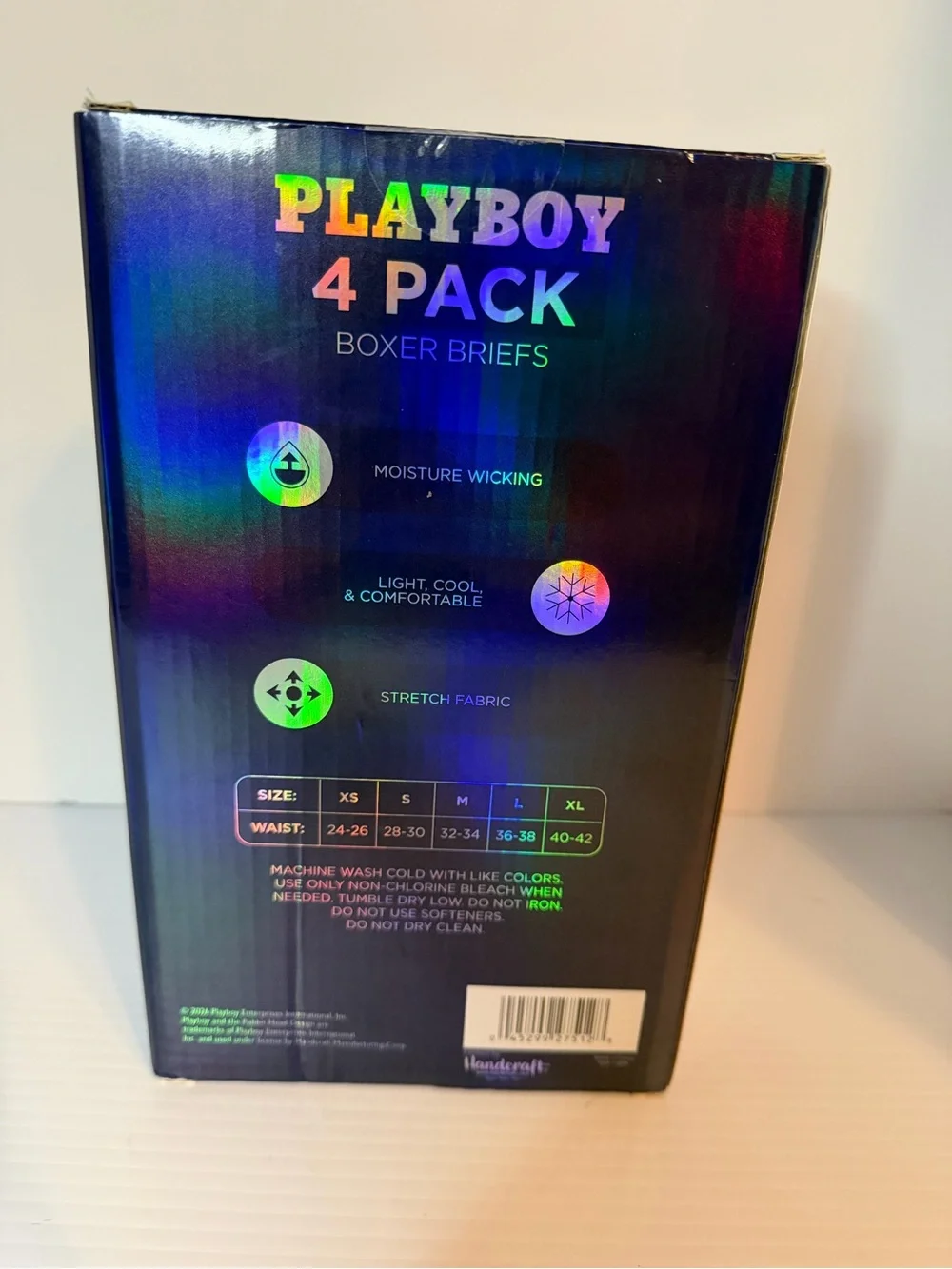 Playboy Men's Performance Moisture Wicking Stretch Boxer Briefs 4-Pack Large New